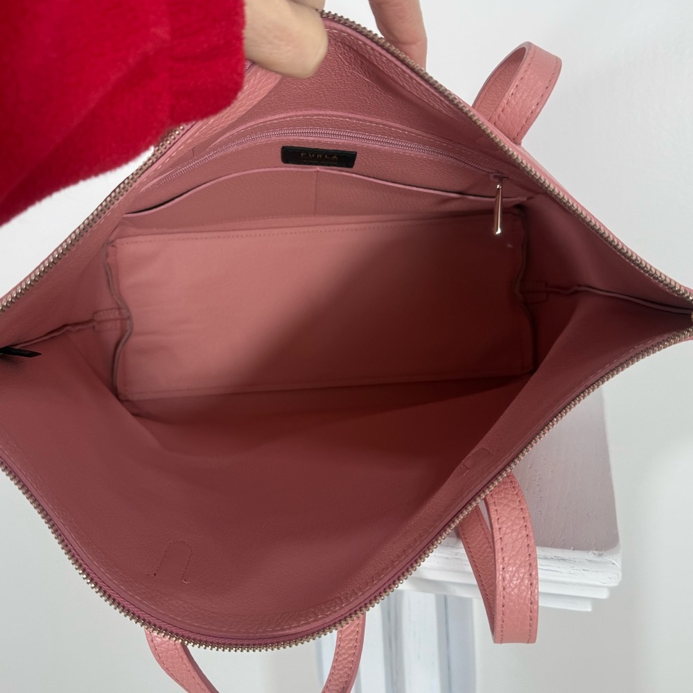 Furla XL leather tote never used poppy pink great for Spring/Summer Nordstrom - Picture 3 of 11